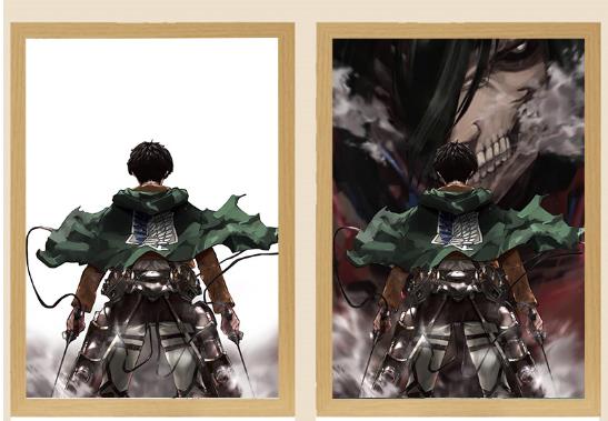 Cartoon Anime Attack On Titan Soldier Commander Eren Levi路Ackerman Light Painting Bedroom Night Light Bedside Picture Frame Lamp